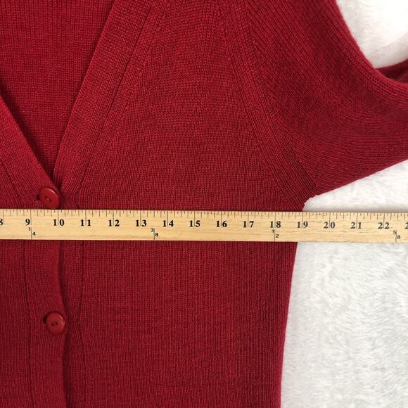 SPIRIT OF THE ANDES 100% Alpaca Cardigan Women's Sz S 36" Red Button Long Sleeve - Picture 8 of 11